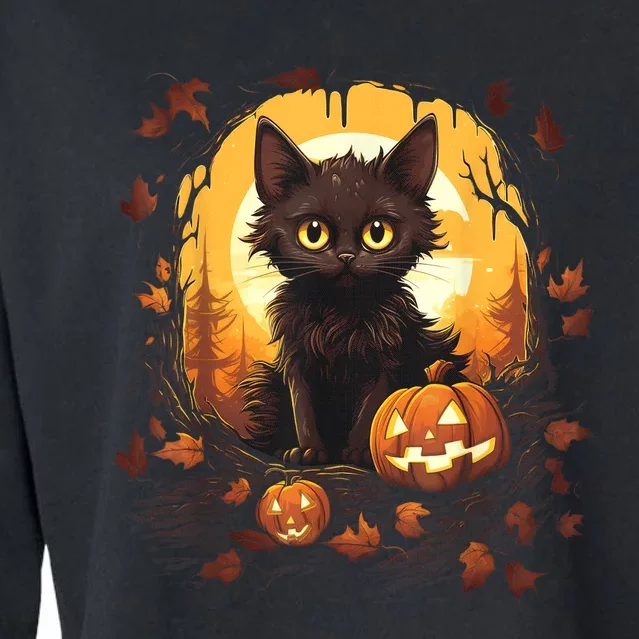 Halloween Witch Cat Pumpkin Cute Moon JackOLantern Costume Cropped Pullover Crew