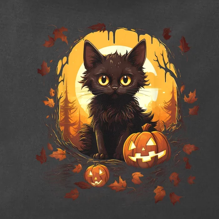 Halloween Witch Cat Pumpkin Cute Moon JackOLantern Costume Zip Tote Bag