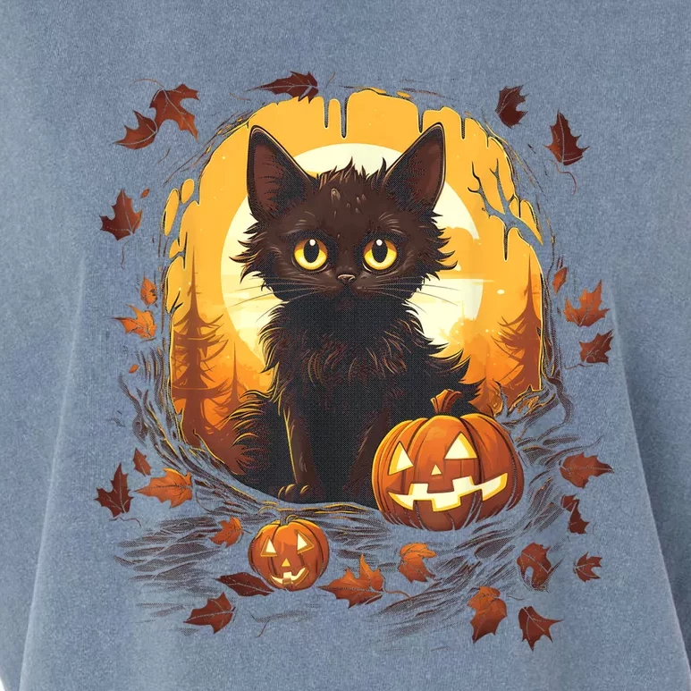 Halloween Witch Cat Pumpkin Cute Moon JackOLantern Costume Garment-Dyed Women's Muscle Tee