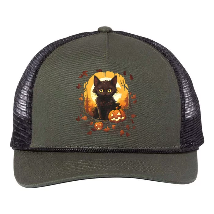 Halloween Witch Cat Pumpkin Cute Moon JackOLantern Costume Retro Rope Trucker Hat Cap