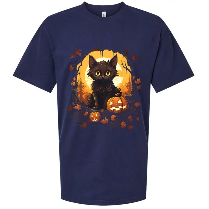 Halloween Witch Cat Pumpkin Cute Moon JackOLantern Costume Sueded Cloud Jersey T-Shirt