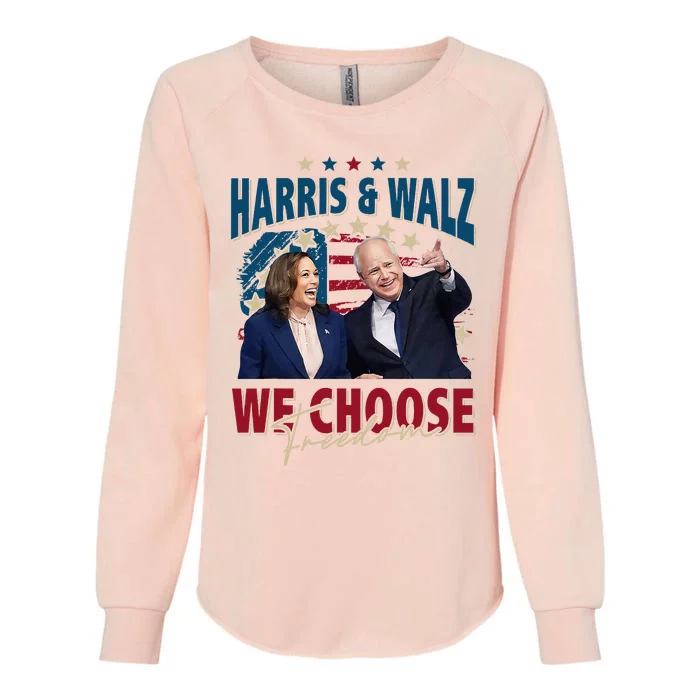 Harris & Waltz Campaign We Choose Freedom Harris Walz 2024 Womens California Wash Sweatshirt