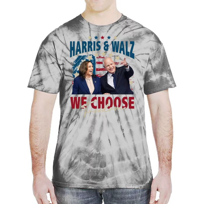 Harris & Waltz Campaign We Choose Freedom Harris Walz 2024 Tie-Dye T-Shirt