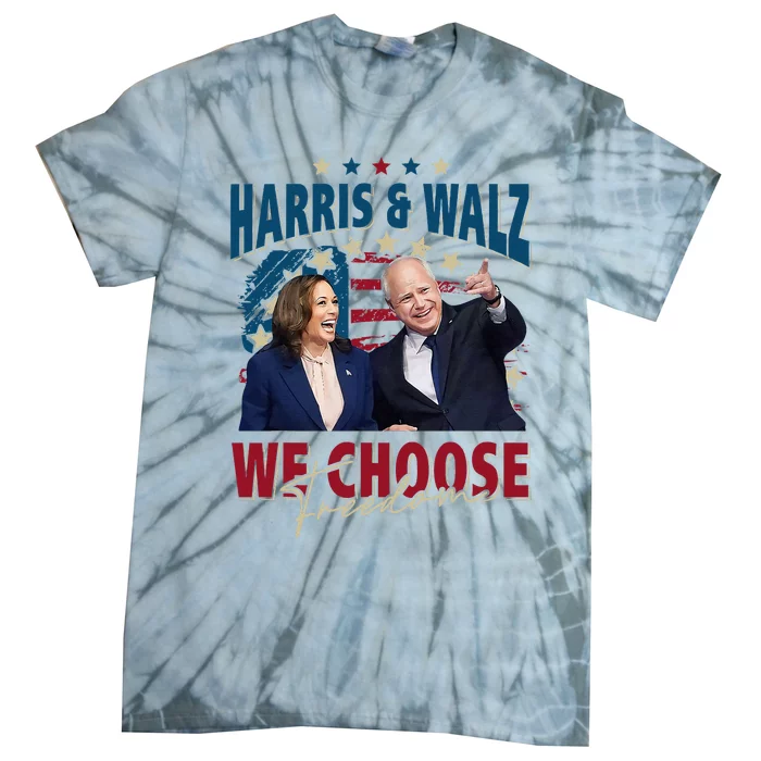 Harris & Waltz Campaign We Choose Freedom Harris Walz 2024 Tie-Dye T-Shirt