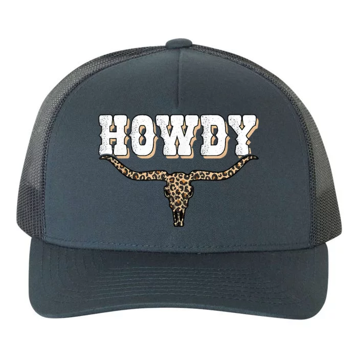 Howdy Western Country Southern Cow Skull Rodeo Bull Cowgirl Yupoong Adult 5-Panel Trucker Hat