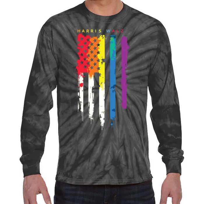 Harris Walz Colorful Streak Tie-Dye Long Sleeve Shirt