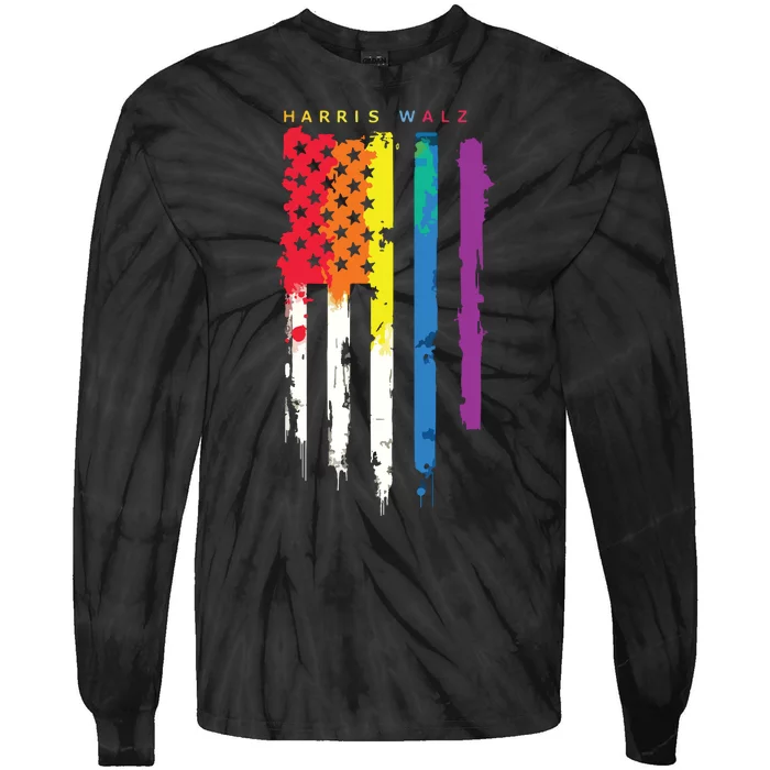 Harris Walz Colorful Streak Tie-Dye Long Sleeve Shirt