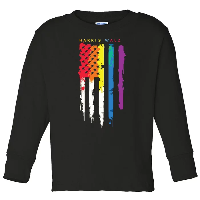 Harris Walz Colorful Streak Toddler Long Sleeve Shirt