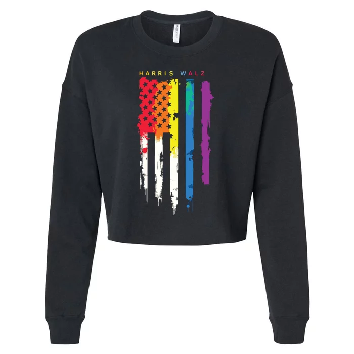 Harris Walz Colorful Streak Cropped Pullover Crew