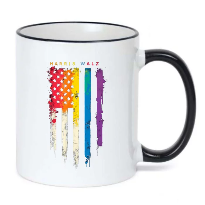 Harris Walz Colorful Streak Black Color Changing Mug