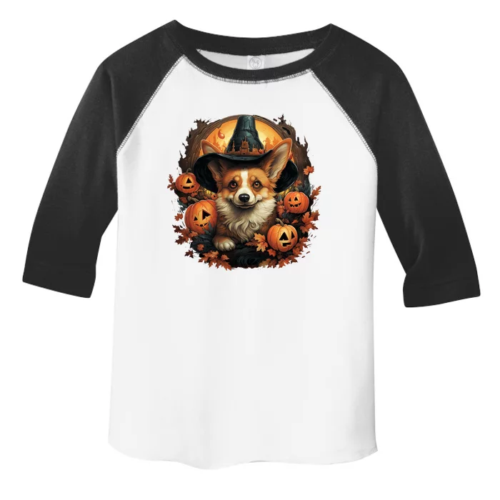 Halloween Witch Corgi Costume Pumpkin Dog Lover Corgi Owner Gift Toddler Fine Jersey T-Shirt