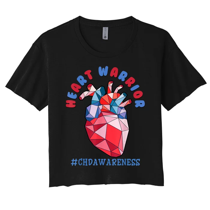 Heart Warrior CHD Congenital Heart Defect Awareness Women's Crop Top Tee