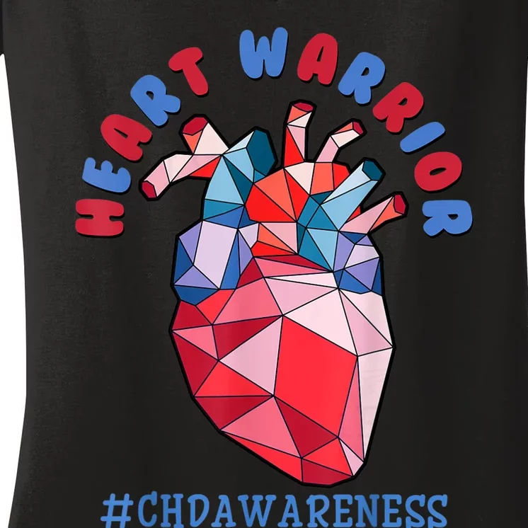 Heart Warrior CHD Congenital Heart Defect Awareness Women's V-Neck T-Shirt