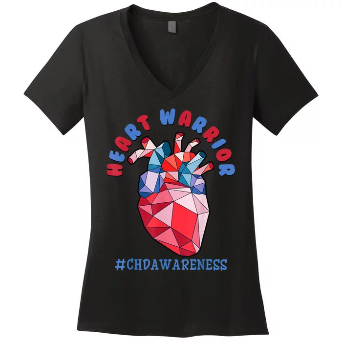 Heart Warrior CHD Congenital Heart Defect Awareness Women's V-Neck T-Shirt