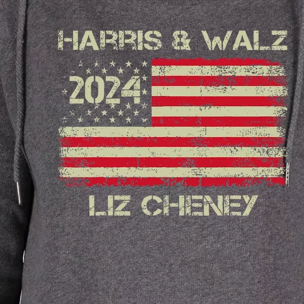 Harris Walz Cheney 2024 Thank You Liz Democracy Womens Funnel Neck Pullover Hood