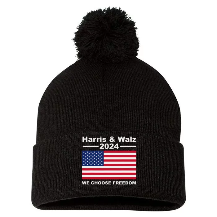 Harris & Waltz Campaign We Choose Freedom Pom Pom 12in Knit Beanie