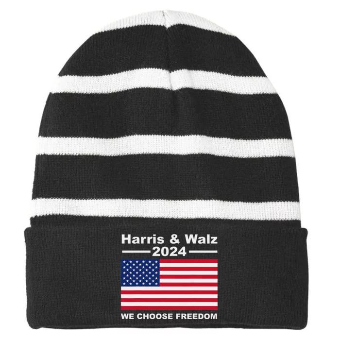 Harris & Waltz Campaign We Choose Freedom Striped Beanie with Solid Band