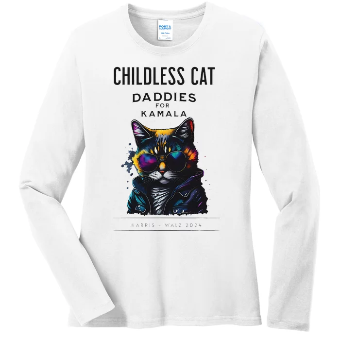 Harris Waltz Childless Cat Daddies Ladies Long Sleeve Shirt