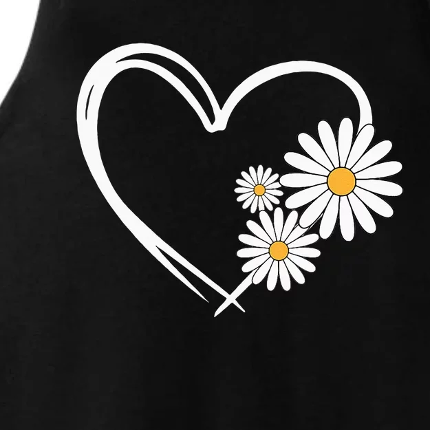 Heart With Daisy Flowers Daisies With Heart Outline Ladies Tri-Blend Wicking Tank