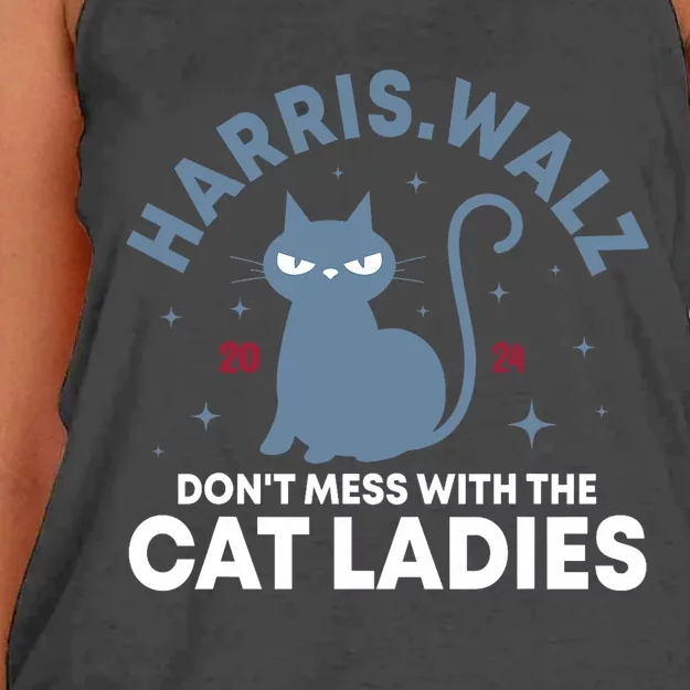 Harris Waltz DonT Mess With The Cat Ladies Kamala Tim Walz Women's Knotted Racerback Tank