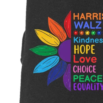 Harris Walz Diversity Rainbow Daisy Sunflower Vote Blue Doggie 3-End Fleece Hoodie