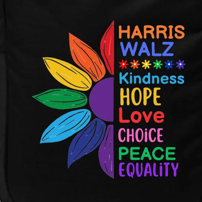 Harris Walz Diversity Rainbow Daisy Sunflower Vote Blue Impact Tech Backpack