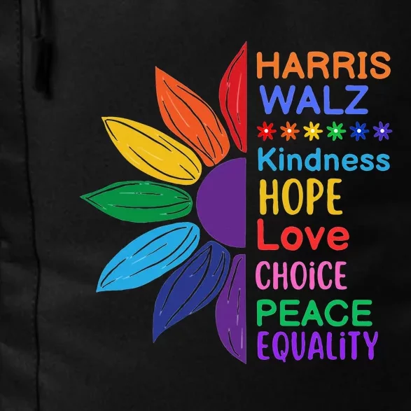 Harris Walz Diversity Rainbow Daisy Sunflower Vote Blue Daily Commute Backpack