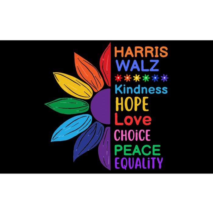 Harris Walz Diversity Rainbow Daisy Sunflower Vote Blue Bumper Sticker