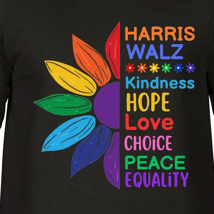 Harris Walz Diversity Rainbow Daisy Sunflower Vote Blue Comfort Colors T-Shirt