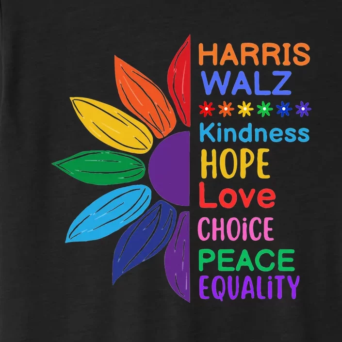 Harris Walz Diversity Rainbow Daisy Sunflower Vote Blue ChromaSoft Performance T-Shirt