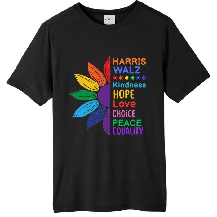 Harris Walz Diversity Rainbow Daisy Sunflower Vote Blue ChromaSoft Performance T-Shirt