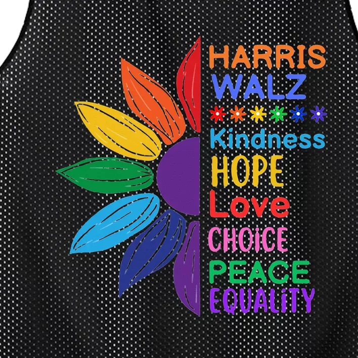 Harris Walz Diversity Rainbow Daisy Sunflower Vote Blue Mesh Reversible Basketball Jersey Tank