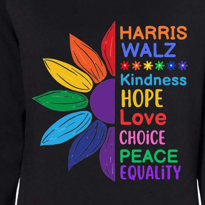 Harris Walz Diversity Rainbow Daisy Sunflower Vote Blue Womens California Wash Sweatshirt