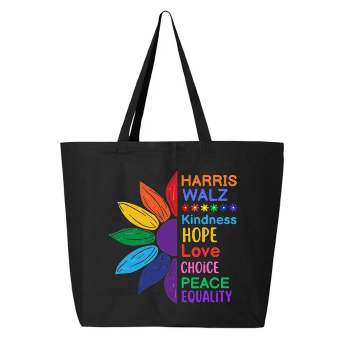 Harris Walz Diversity Rainbow Daisy Sunflower Vote Blue 25L Jumbo Tote