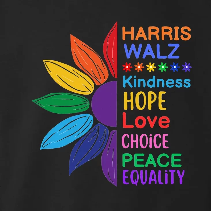 Harris Walz Diversity Rainbow Daisy Sunflower Vote Blue Toddler Hoodie