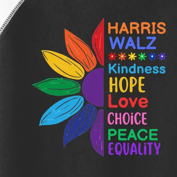 Harris Walz Diversity Rainbow Daisy Sunflower Vote Blue Toddler Fine Jersey T-Shirt