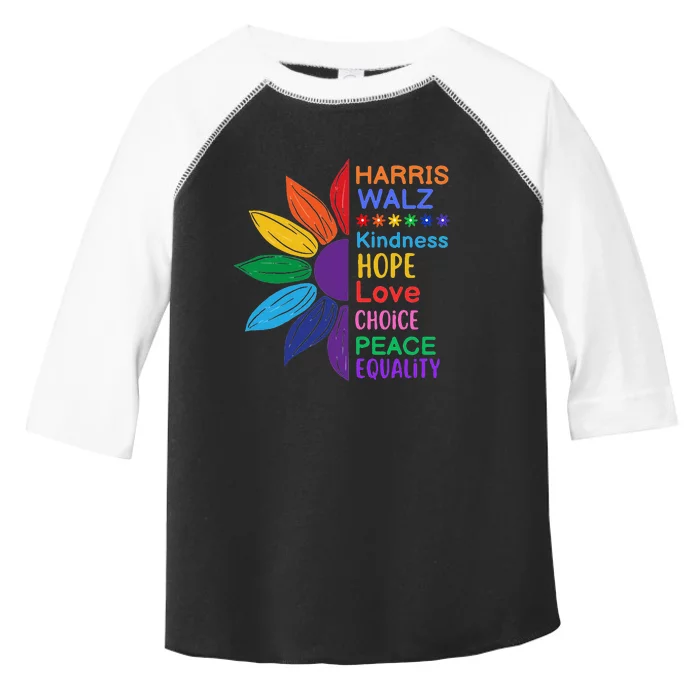 Harris Walz Diversity Rainbow Daisy Sunflower Vote Blue Toddler Fine Jersey T-Shirt