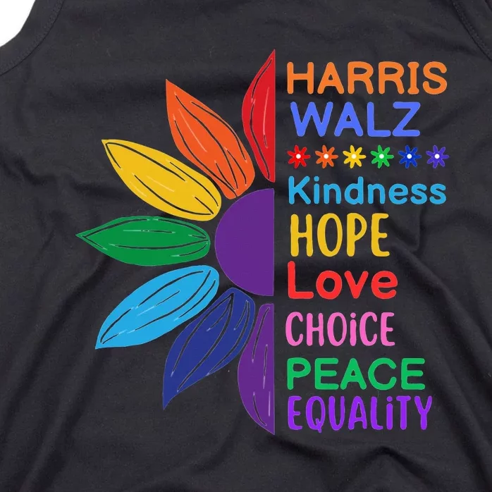 Harris Walz Diversity Rainbow Daisy Sunflower Vote Blue Tank Top