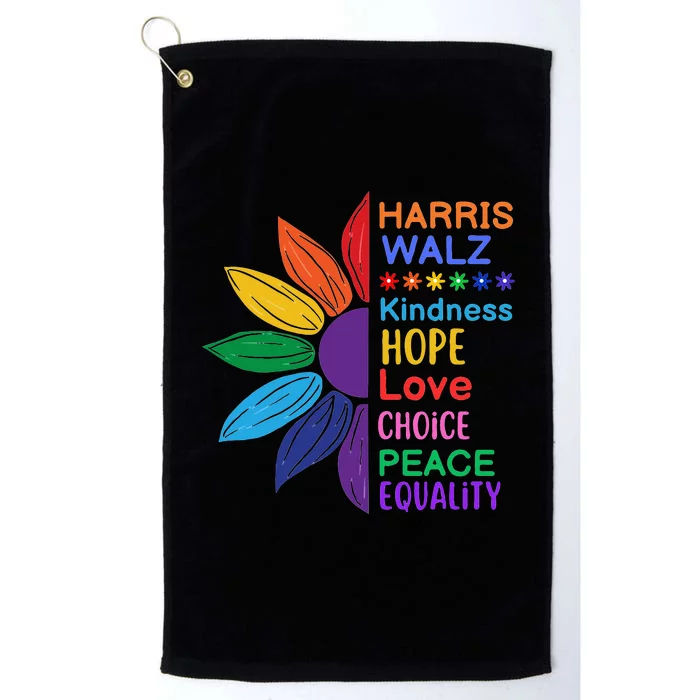 Harris Walz Diversity Rainbow Daisy Sunflower Vote Blue Platinum Collection Golf Towel