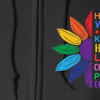 Harris Walz Diversity Rainbow Daisy Sunflower Vote Blue Full Zip Hoodie