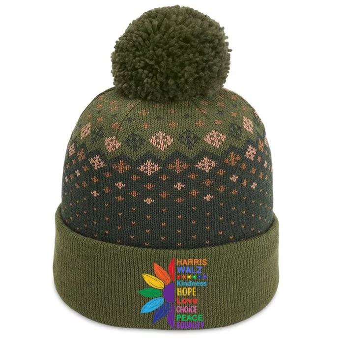 Harris Walz Diversity Rainbow Daisy Sunflower Vote Blue The Baniff Cuffed Pom Beanie