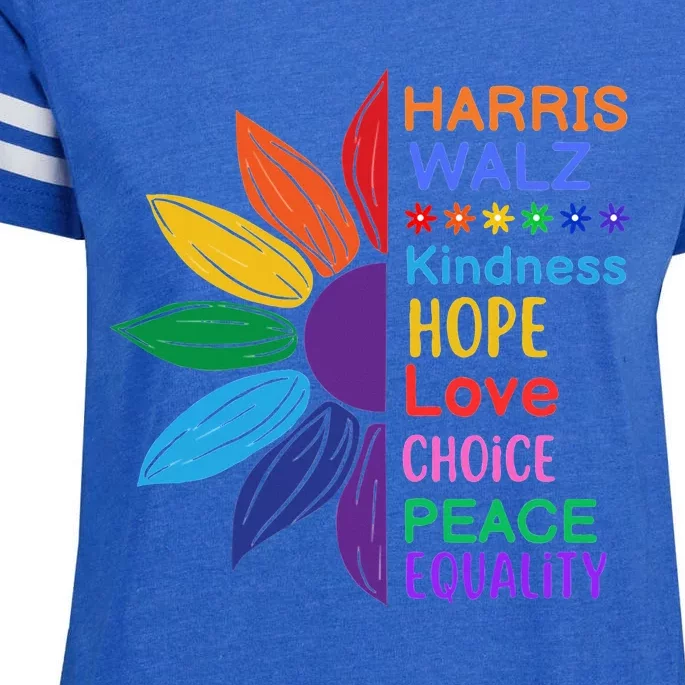 Harris Walz Diversity Rainbow Daisy Sunflower Vote Blue Enza Ladies Jersey Football T-Shirt