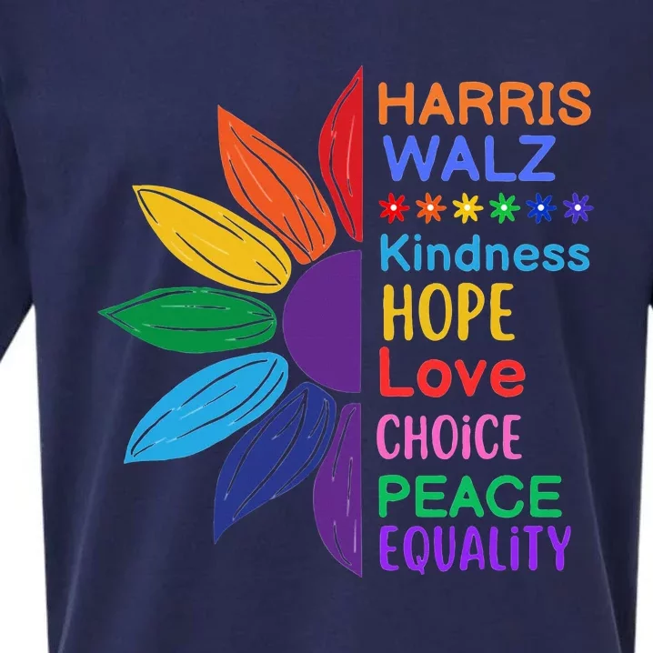 Harris Walz Diversity Rainbow Daisy Sunflower Vote Blue Sueded Cloud Jersey T-Shirt