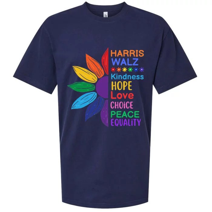 Harris Walz Diversity Rainbow Daisy Sunflower Vote Blue Sueded Cloud Jersey T-Shirt