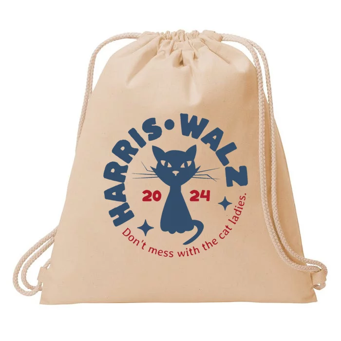 Harris Waltz DonT Mess With The Cat Ladies Kamala Tim Walz Drawstring Bag