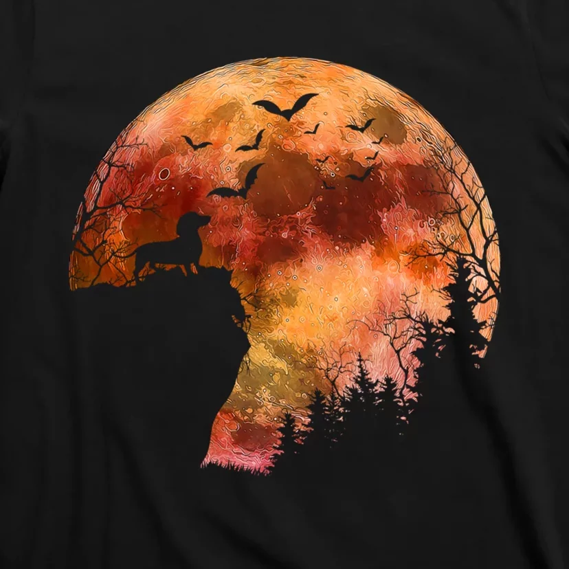 Halloween Wiener Dachshund Breed & Spooky Full Moon T-Shirt