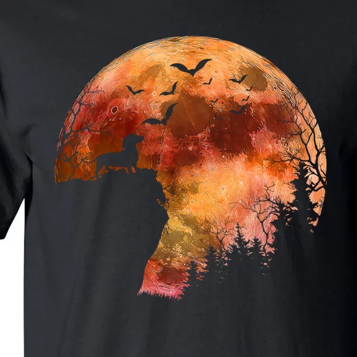 Halloween Wiener Dachshund Breed & Spooky Full Moon Tall T-Shirt