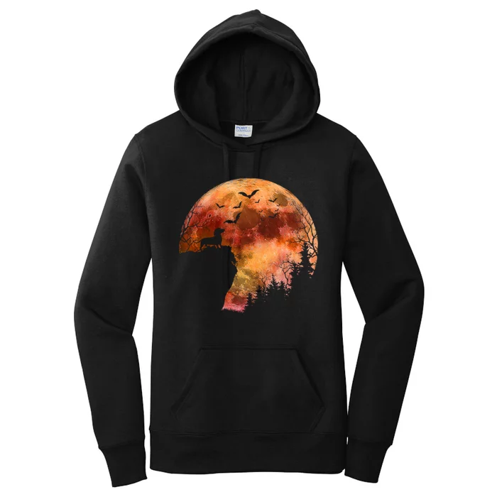 Halloween Wiener Dachshund Breed & Spooky Full Moon Women's Pullover Hoodie