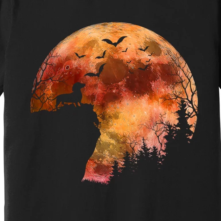 Halloween Wiener Dachshund Breed & Spooky Full Moon Premium T-Shirt