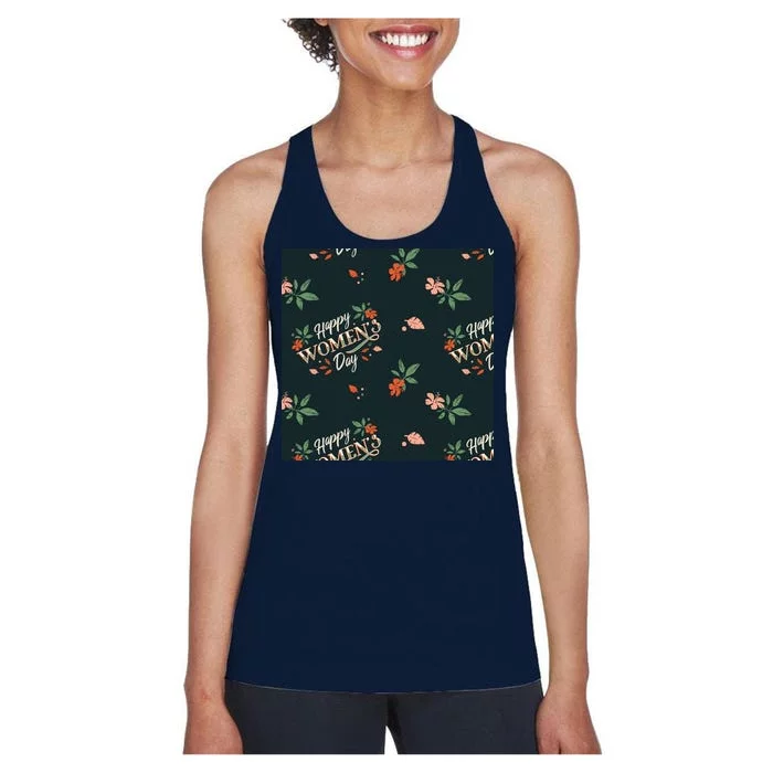 Happy Women's Day Floral Cute Gift Women's Racerback Tank